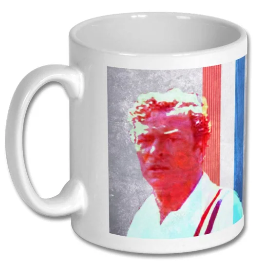 Michael Caine Captain John Colby-inspired white coffee mug celebrating the classic Escape to Victory football movie.