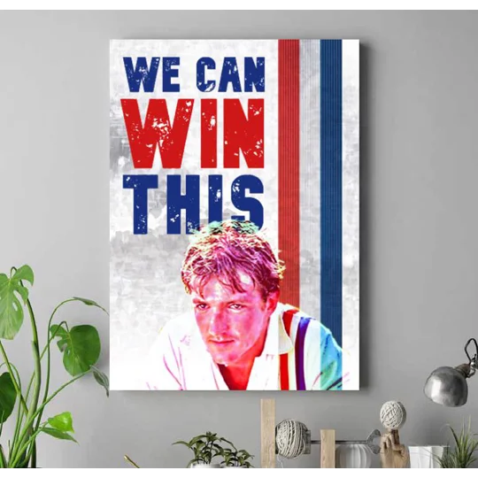 Russell Osman Escape to Victory-inspired “We Can Win This” retro football canvas print