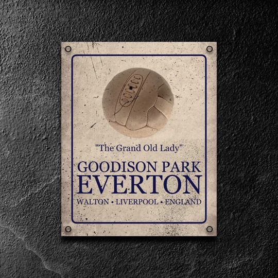 Goodison Park vintage metal wall sign Everton-inspired football gift