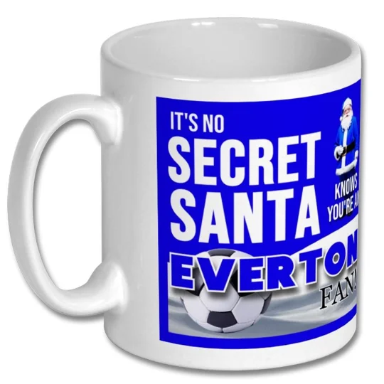 White 10oz Everton-inspired football gift mug with glossy full-colour print