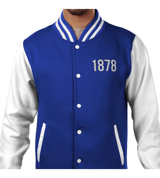Everton-inspired 1878 Toffees retro varsity jacket front view