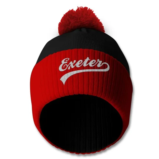 Exeter City Bobble Hat with embroidered football design