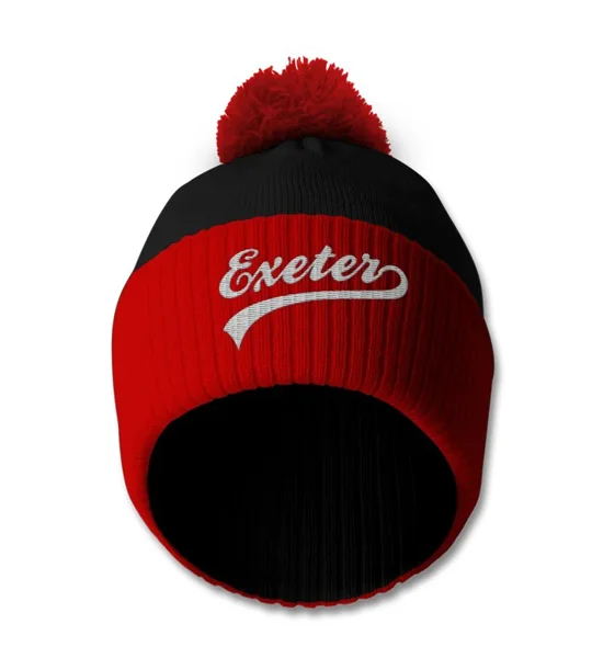 Exeter City Bobble Hat with embroidered football design