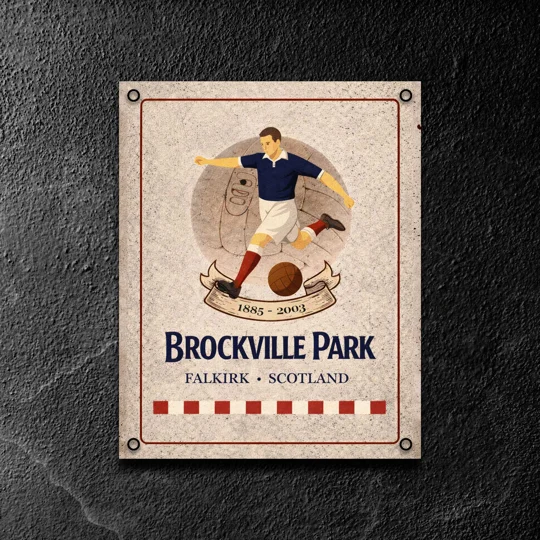 Brockville Park vintage-style metal wall sign, Falkirk-inspired football gift