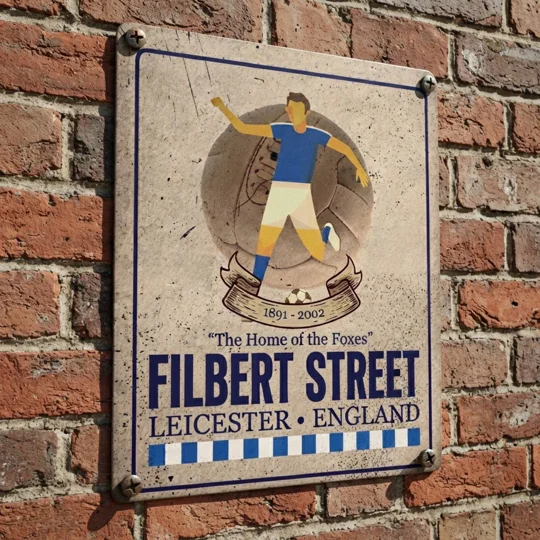 Filbert Street vintage metal wall sign Leicester-inspired football gift