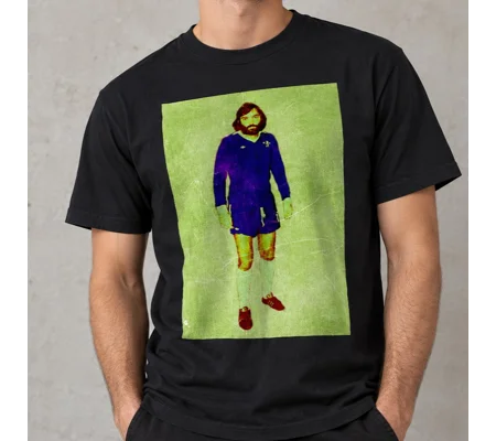 George Best Chelsea-Inspired 1975 Osgood Testimonial Retro Black T-Shirt