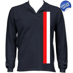 Escape To Victory Long-Sleeved Polo Shirt Blue Hatch