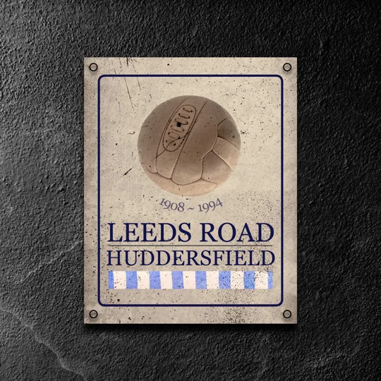 Leeds Road vintage metal wall sign inspired by Huddersfield football history