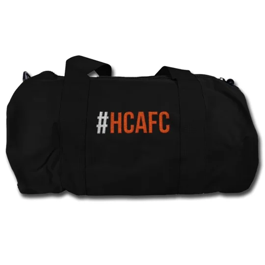 Hull-inspired retro-style football holdall kitbag with embroidered hashtag design
