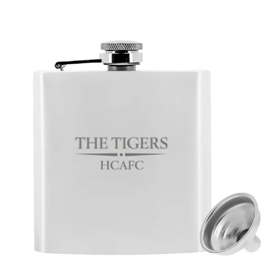 Hull-inspired 6oz luxury stainless steel hip flask for Tigers football fans
