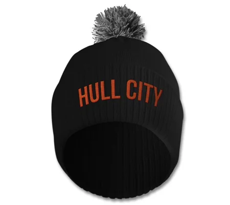 Hull Embroidered Retro-Style Bobble Hat