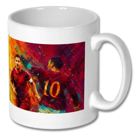 AS Roma Totti-inspired tribute mug featuring Il Capitano football artwork