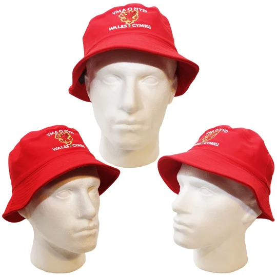 Wales Yma o Hyd Red Embroidered Bucket Hat