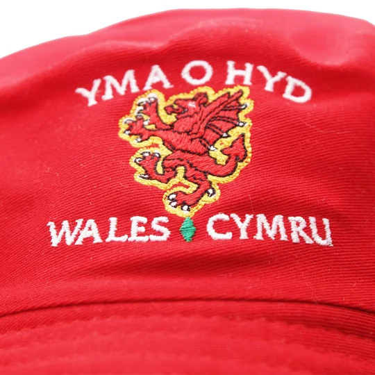 Wales Yma o Hyd Red Embroidered Bucket Hat