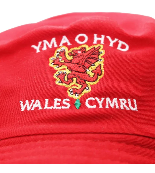 Wales Yma o Hyd Red Embroidered Bucket Hat