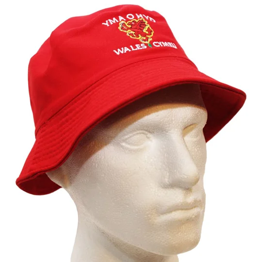 Wales Yma o Hyd Red Embroidered Bucket Hat