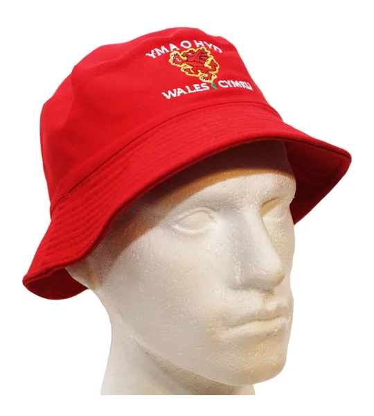 Wales Yma o Hyd Red Embroidered Bucket Hat