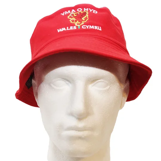 Wales Yma o Hyd Red Embroidered Bucket Hat