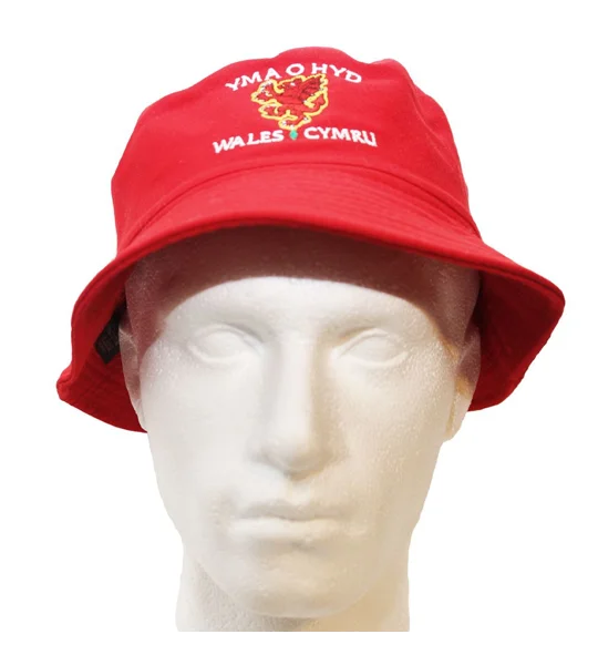 Wales Yma o Hyd Red Embroidered Bucket Hat