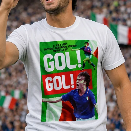 Italy Tardelli-Inspired 1982 World Cup Celebration Fan T-Shirt