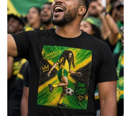 Jamaica Bob Marley One Love Football T-shirt | Reggae Boyz Fan Tee