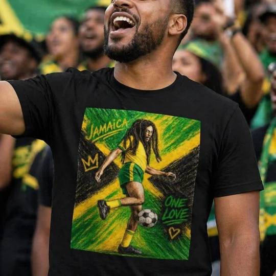 Jamaica Bob Marley One Love Football T-shirt | Reggae Boyz Fan Tee