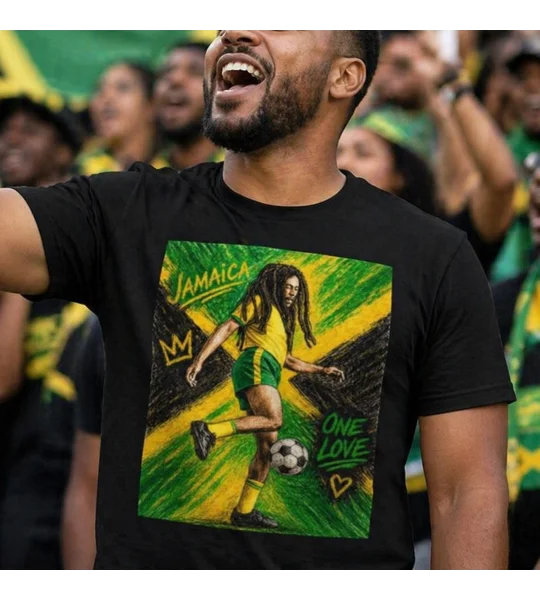 Jamaica Bob Marley One Love Football T-shirt | Reggae Boyz Fan Tee