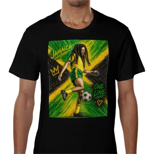 Jamaica Bob Marley One Love Football T-shirt | Reggae Boyz Fan Tee