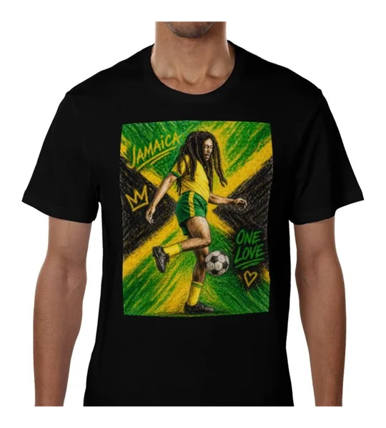 Jamaica Bob Marley One Love Football T-shirt | Reggae Boyz Fan Tee