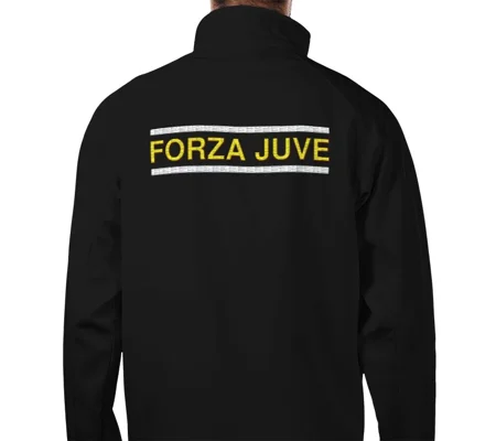 Juventus-Inspired Black Embroidered Softshell Jacket | Fan Jacket