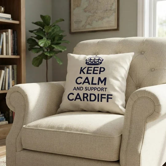 Cardiff Keep Calm Novelty Cushion