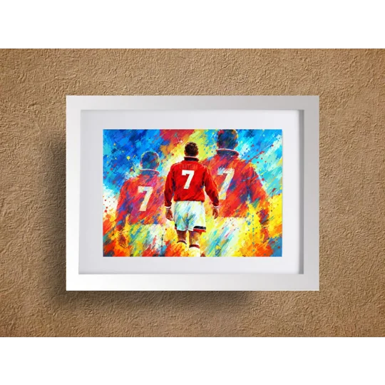 Eric Cantona Manchester United-inspired football art tribute framed print in silver frame