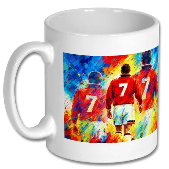 Cantona-inspired Manchester United retro football mug with full-colour artwork