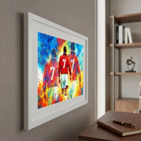 King Eric Manchester United Cantona-Inspired retro framed print with abstract artwork