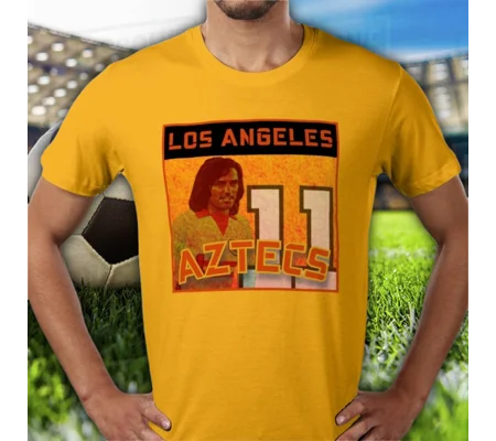 Los Angeles Aztecs George Best T-Shirt Gold – Vintage NASL Legend Football Tee