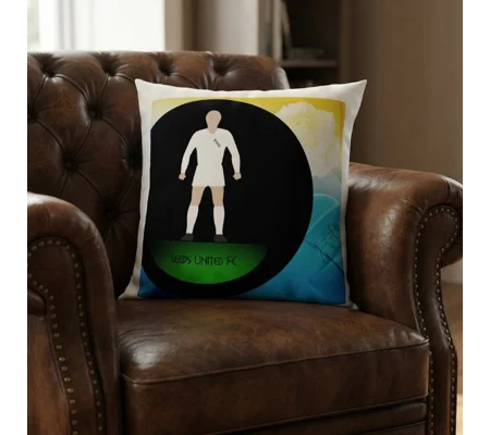 Leeds-Inspired Football Figure Art Cushion