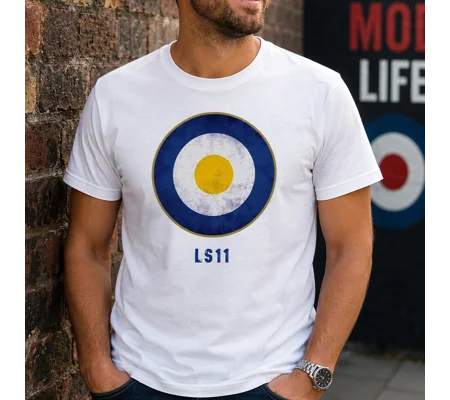 Leeds LS11 Mod-Inspired Target Retro Style White T-Shirt | Fan Tee