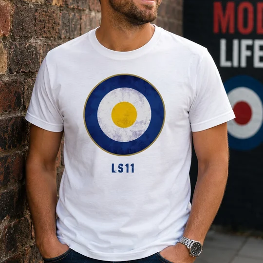 Leeds LS11 Mod-Inspired Target Retro Style White T-Shirt | Fan Tee