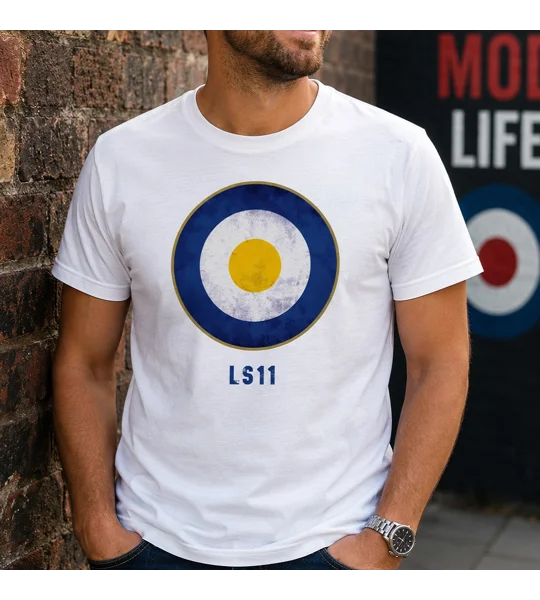 Leeds LS11 Mod-Inspired Target Retro Style White T-Shirt | Fan Tee
