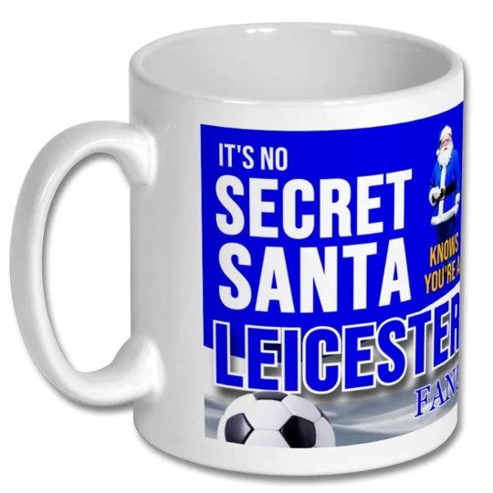 White 10oz Leicester City-inspired football gift mug with glossy full-colour print