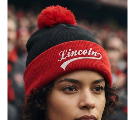 Lincoln-Inspired Embroidered Retro-Style Football Bobble Hat