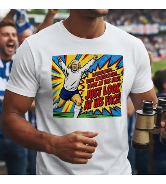 Look at His Face Franny Lee retro pop-art Derby-inspired football shirt