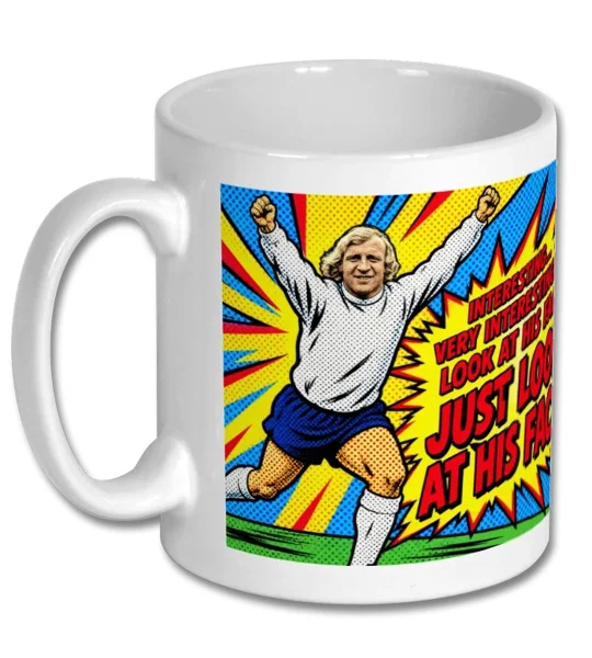 Franny Lee “Look at His Face” Derby-inspired Pop-Art mug with vibrant full-colour football artwork