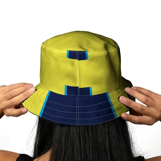 Vintage Man City-inspired bucket hat featuring a 1998 away-era football design