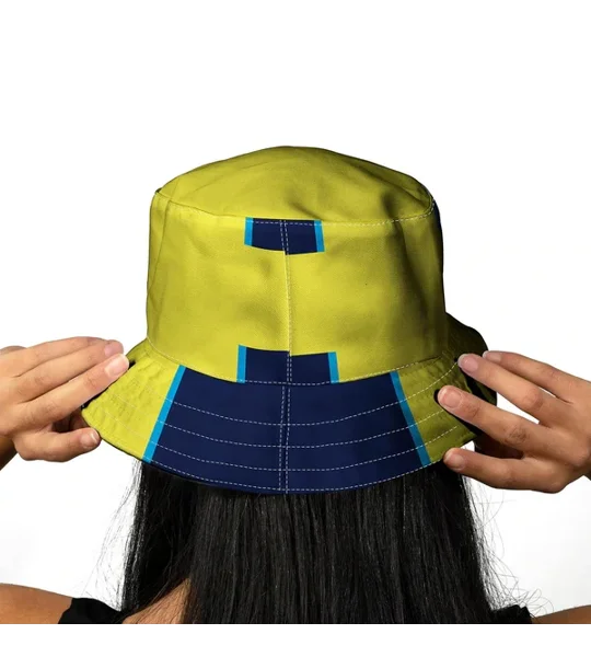 Vintage Man City-inspired bucket hat featuring a 1998 away-era football design