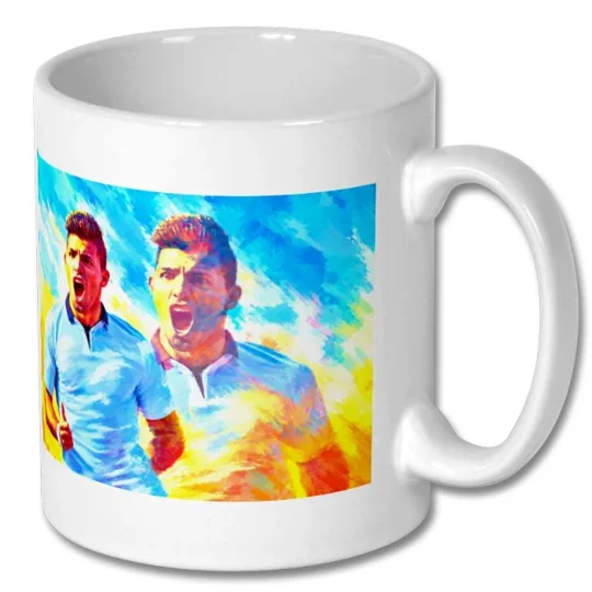 Sergio Agüero Man City-inspired football gift mug with full-colour artwork on a white mug