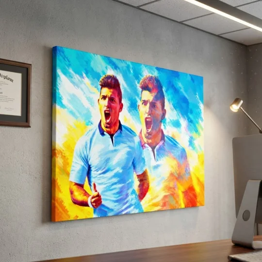 Sergio Aguero Man City-inspired football tribute canvas wall art