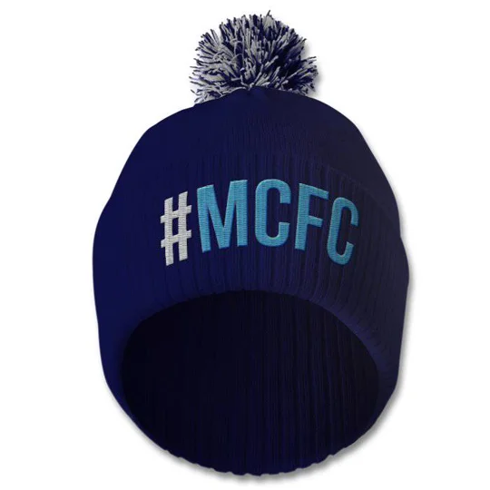 MCFC hashtag Man City-inspired embroidered retro-style bobble hat