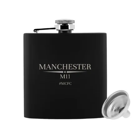 Manchester City M11-Inspired 6oz Luxury Engraved Hip Flask | Football Gift