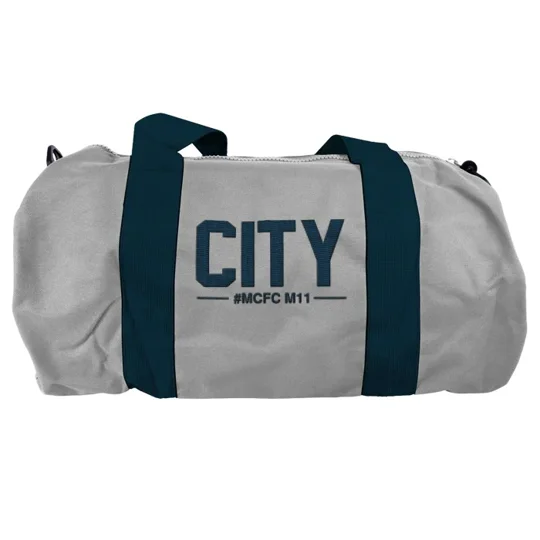 Manchester City-inspired retro style football holdall kitbag with embroidered M11 design